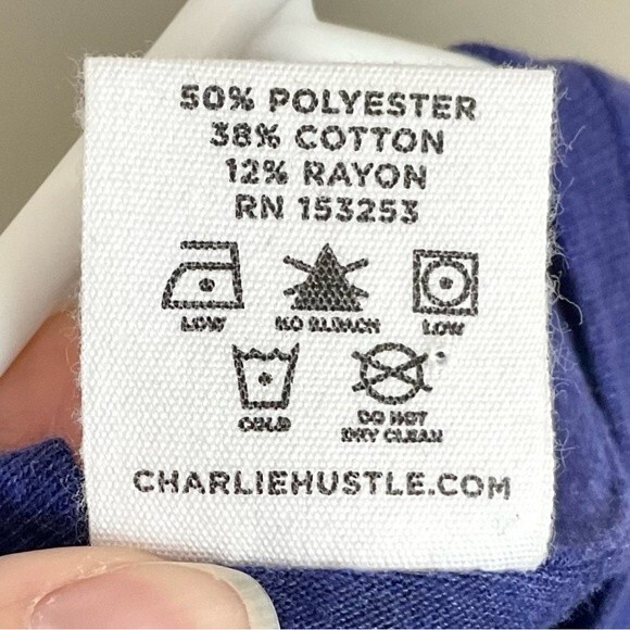 Charlie Hustle Blue KC Tee Shirt Heart Ladies Sz XS Slim Kansas City Local New - Picture 5 of 5